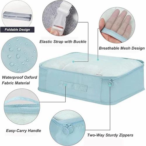7-in-1 Travel Organizer Set, Nylon Packing Cubes, Compact Luggage Organizers for Clothes, shoes etc