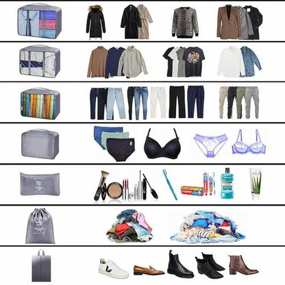 7-in-1 Travel Organizer Set, Nylon Packing Cubes, Compact Luggage Organizers for Clothes, shoes etc
