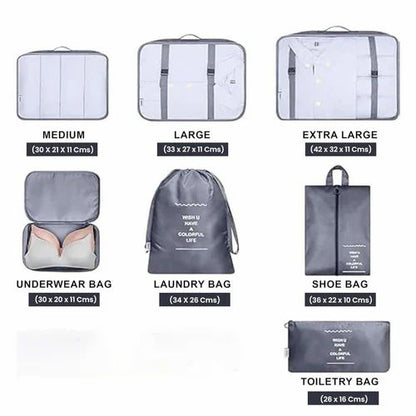 7-in-1 Travel Organizer Set, Nylon Packing Cubes, Compact Luggage Organizers for Clothes, shoes etc
