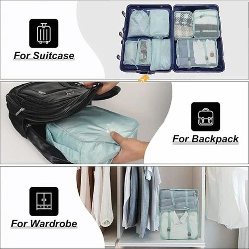 7-in-1 Travel Organizer Set, Nylon Packing Cubes, Compact Luggage Organizers for Clothes, shoes etc